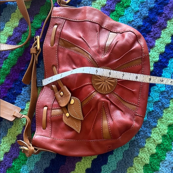 Pikolinos Leather Crossbody Bag in Burnt Orange with Tan Trim - Picture 3 of 8